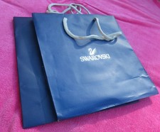 2 x Swarovski navy blue gift bags with silver rope handles
