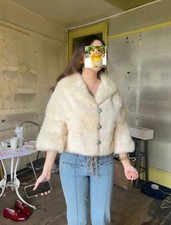 Vintage White Mink Fur Jacket, Size UK8-12