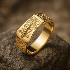 Men's Patterned Buckle Ring