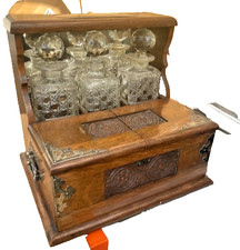 Antique Oak Games Decanter