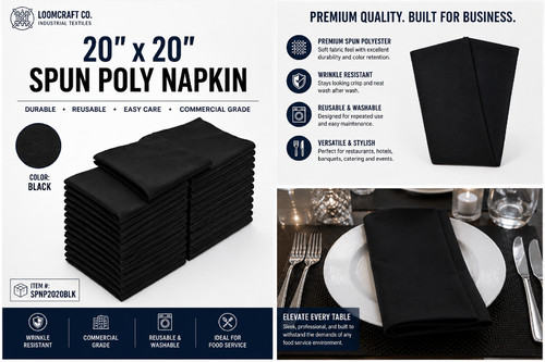20x20 black spun poly - black,