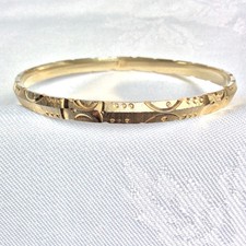 Vintage 22ct 22K Gold Filled Engraved Bangle Bracelet