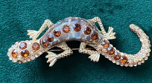 Vintage crystal gecko lizard - crystal,