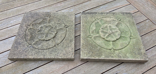 Pair weatherd tudor rose - pair,