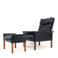 Retro Vintage Danish Hans Olsen Rosewood Chair Armchair + Stool 60s Leather Teak