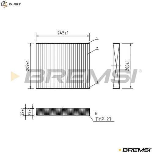 Filter cabin air fc0931a - cabin, for