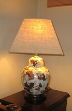 Hand Painted Baluster Ginger Jar Table/Bedside Lamp Base Fruit Peach Grape Vines