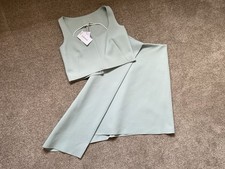 OSMAN ladies pale blue two piece  asymmetrical skirt and bustier top size 10 NEW