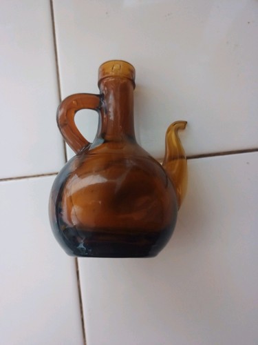 Small amber glass cruet - glass,