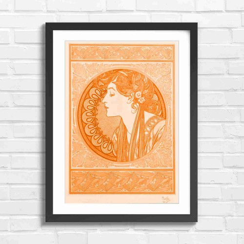 Art nouveau woman - with, floral