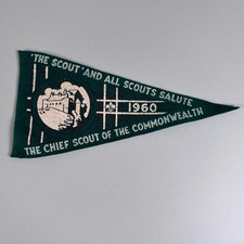 RARE VINTAGE BOY SCOUTS ASSOCIATION PENNANT FELT CHIEF SCOUT COMMONWEALTH 1960