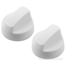 2 x White Switch Knobs for DELONGHI Oven Cooker Hob Flame Burner Hotplate