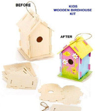 Kids Build a Bird House Kit Wooden Creative Nature Craft Wooden Hanging Bird Box