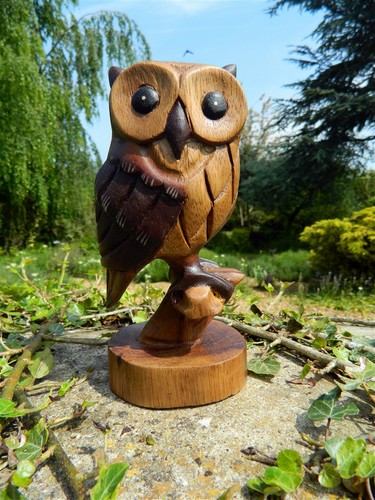 Wooden owl carving hand - wooden,