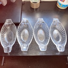 4 x Banana Split Dishes / Bowls - Glass Sundae Clear Oval Line Design