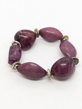 Chunky Purple Beaded Bracelet With Silver Spacer Beads