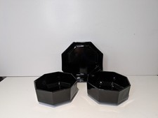 Vintage Arcoroc Octime Black Octagonal Bowls, Made In France, Set Of 3 Bowls 