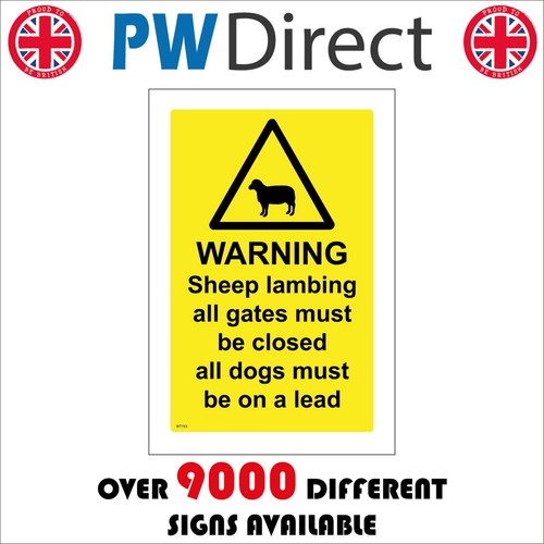 Sign warning sheep lambing all - sheep,