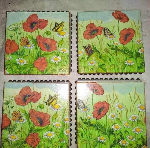 Set decopaged coasters - set,