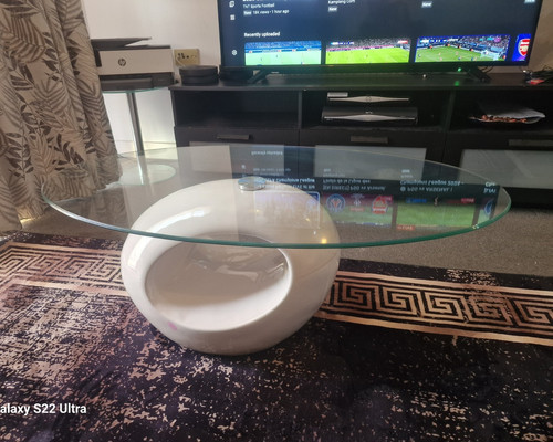 Oval glass top - glass, coffee