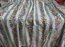 Vintage 50's bark cloth fabric cotton single curtain floral  stripes 164cm 116cm