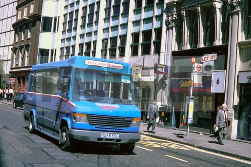 35mm slide docklands - docklands, minibuses