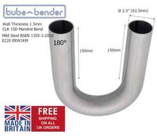 2.5 " (63.5mm) 180 Degree Tight 1.5D Mild Steel Exhaust Mandrel Bend