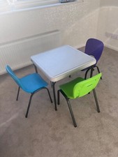 Lifetime Childrens Kids Square Folding  table and Stacking Chairs Purple Blue