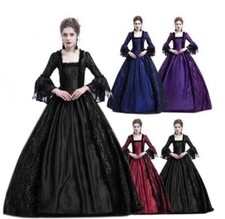 UK Women's Vintage Costume Victorian Gothic Dress Ruffle Steampunk Evening NEW