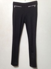 Karen Millen leggings 10 stiff black jersey with silver glitter, ankle zips