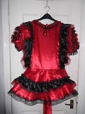 SISSY~ADULT BABY~MAIDS~UNISEX~TV/CD RED & BLACK SATIN DRESS WITH PETTICOAT