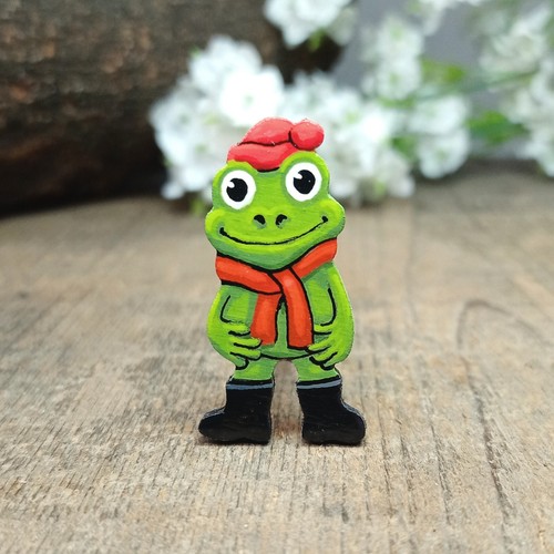 Handmade frog brooch - brooch, pin