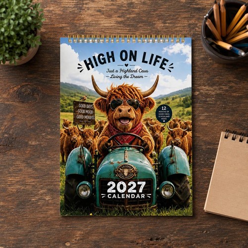 2027 funny highland cow - highland,