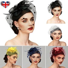 Womens Ladies Fascinator Hat with Veil Wedding Hat Party Hat Pillbox Hats Bowler
