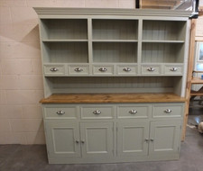 RUTLAND PAINTED 4 DOOR DISPLAY DRESSER- RECLAIMED TOP- BESPOKE - F&B FRENCH GRAY