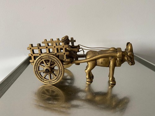 Vintage gold brass bull - brass,