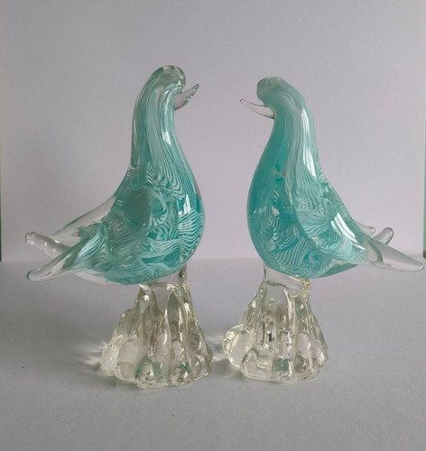 Murano latticino glass doves - murano,