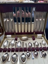 Antique Sheffield Cutlery Set Lewis Rose EPNS A1 & Stainless Knives c1923