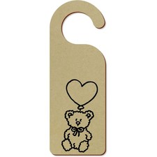 'Teddy with Heart Shaped Balloon' 200mm x 72mm Door Hanger / Sign (DH00052151)