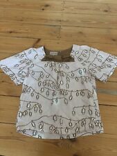 Hucklebones Girls Pink And Brown Silk Patterned Top Blouse Age 6 Years