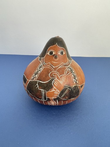 Vintage hand carved gourd - vintage,