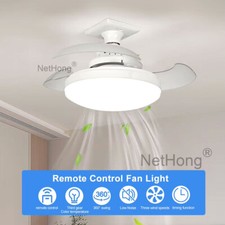 Modern Dimmable E27 LED Ceiling Fan Light Invisible Fan Blade Remote App Control