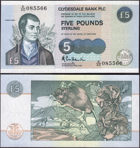 Clydesdale bank 5 - bank., £5