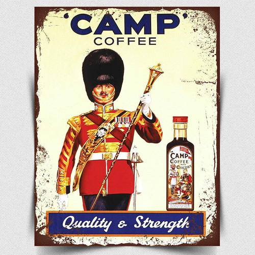 Camp coffee metal - camp, sign