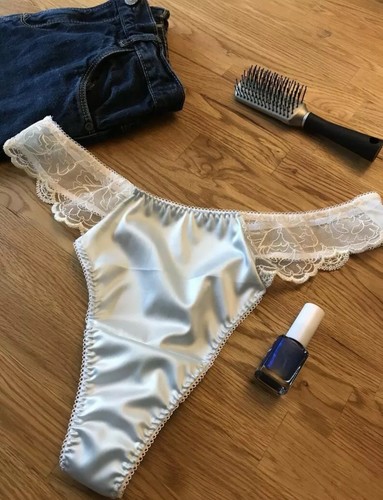 Satin lace wedding thong - satin,