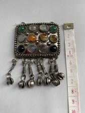 Vintage Afghan Kuchi Pendant Silver Tone Metal 28gms 52mm X 40mm Plus Dangles