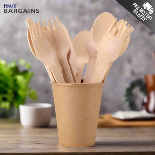 Disposable wooden cutlery - wooden, set