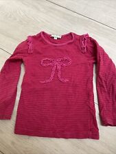 Designer Darcy Brown girls pink striped T-shirt age 4 with bow embroidered on