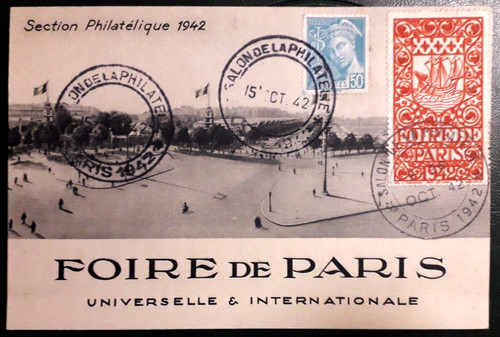 Postcard foire paris - paris, 1942