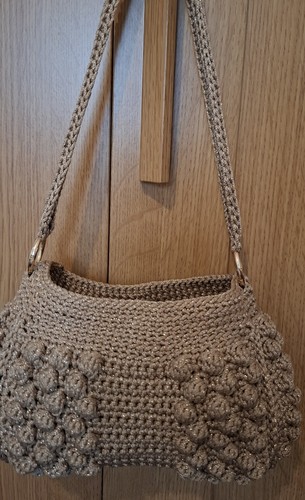 Beige straw crochet shoulder - straw,